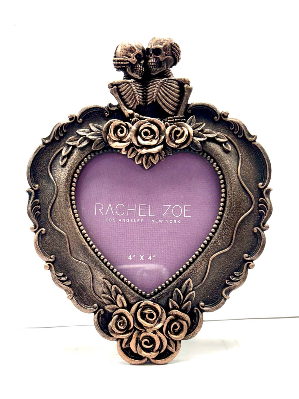 Rachel Zoe Skeleton Heart Picture Frame 4x4 Bronze & Copper Easel Back F441006
